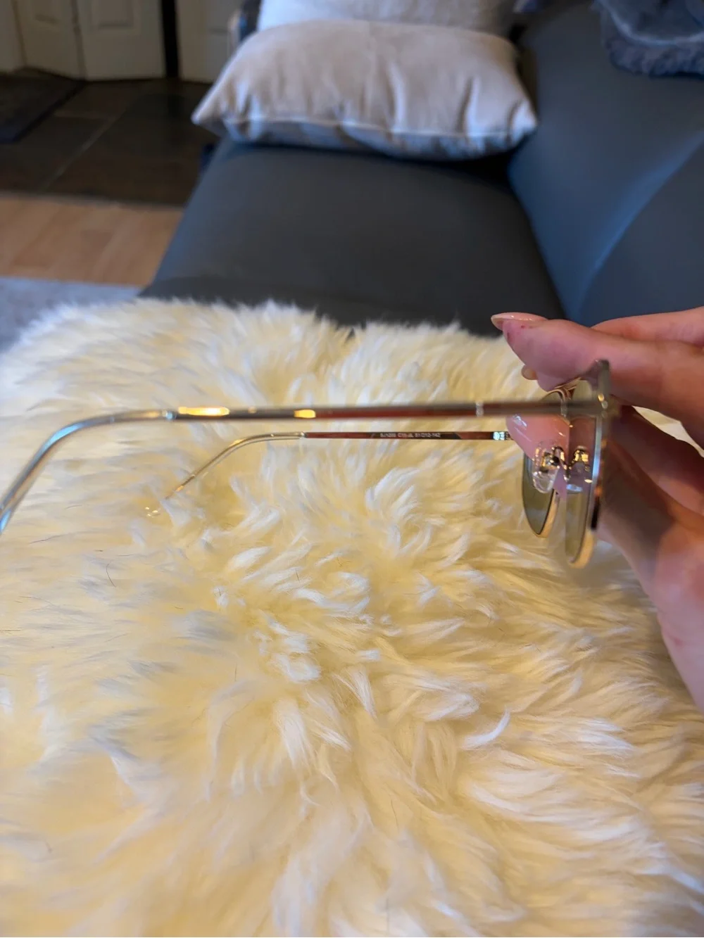 Men's Aviator Sunglasses in Gold with Dark Green Lenses